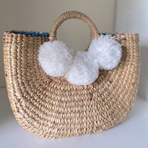Jade Tribe basket tote. Fully lined, cotton tassels.